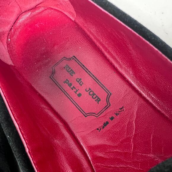 Rue du Jour Paris Loafer Womens Size 38.5 / 8 Slip on Black Suede Flat - Picture 4 of 9